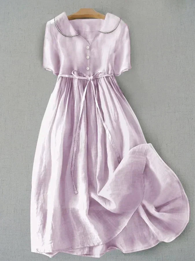 Isla | Robe Légère Manches Mi-Longues en Coton-Lin