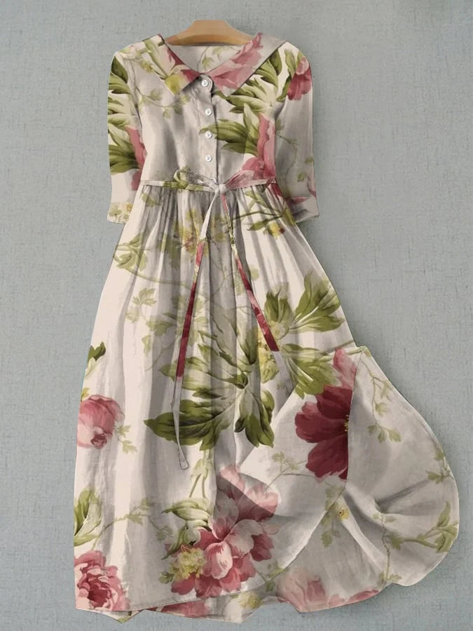 Elena | Robe Légère Fleurie Vintage à Lacets